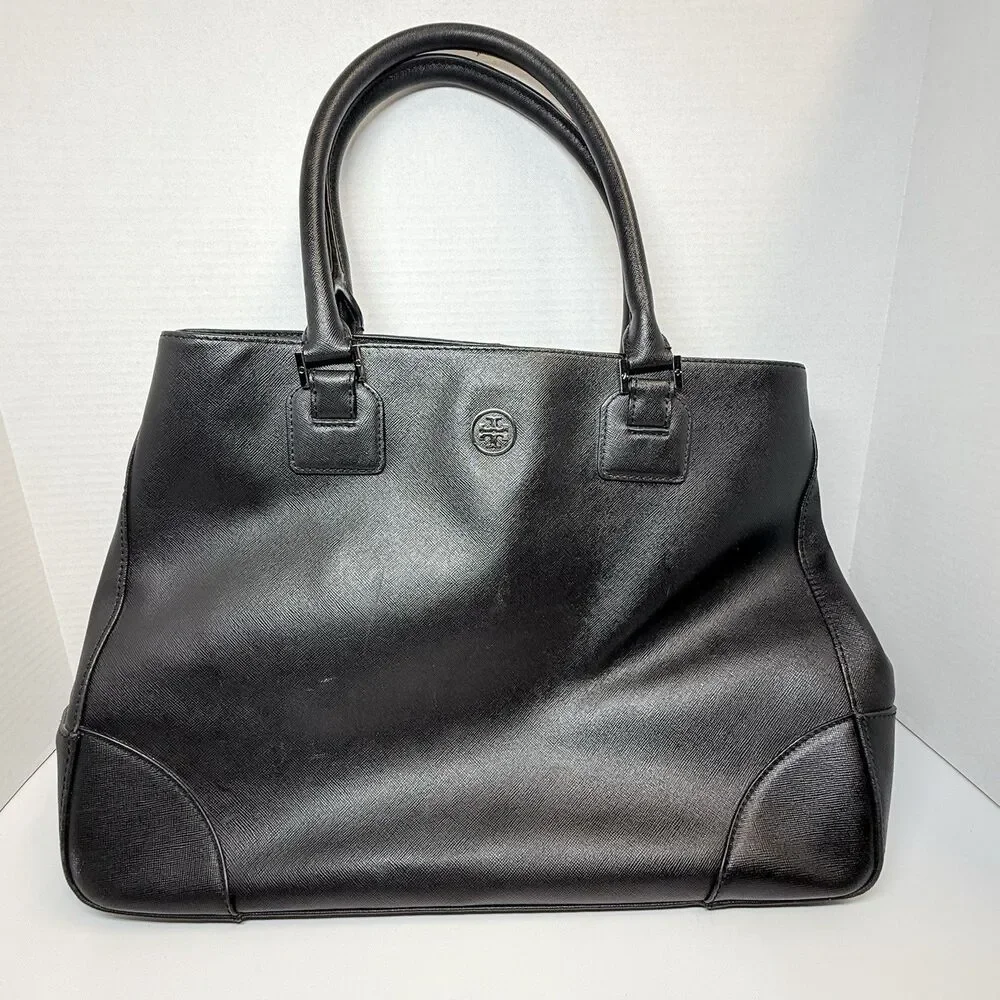 Tory Burch East West Robinson Tote Bag Black Saffiano Leather